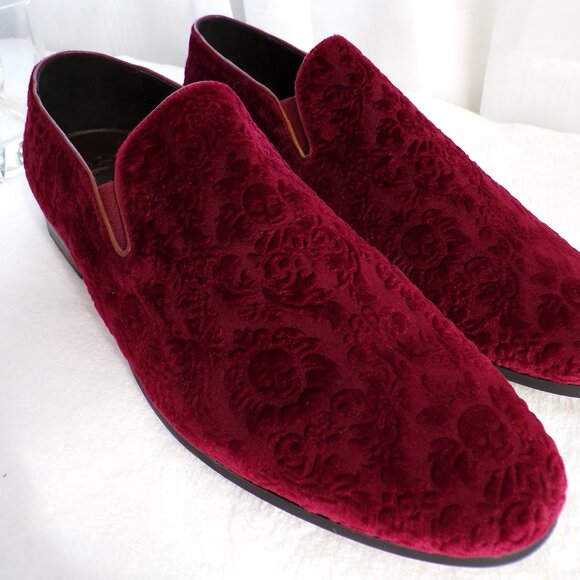 Robert Graham Velvet Skull Embossed Loafer, Comfortable Casual Sonoma Wine NIB main image 4